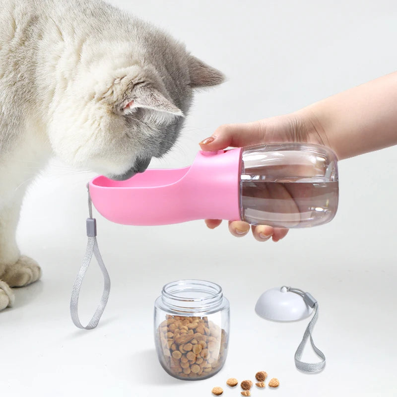 Portable 2-in-1 Pet Water Bottle with Food Dispenser